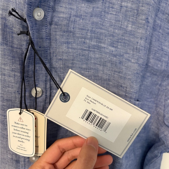 UNTUCKit Cameron Linen Slim Fit Short Sleeve Button Up Shirt Size Medium - Picture 6 of 11